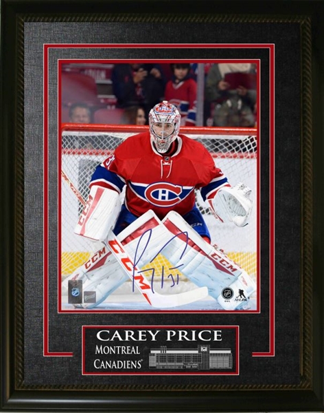Carey Price - Signed & Framed 16x20 Etched Mat Canadiens Red Action-V