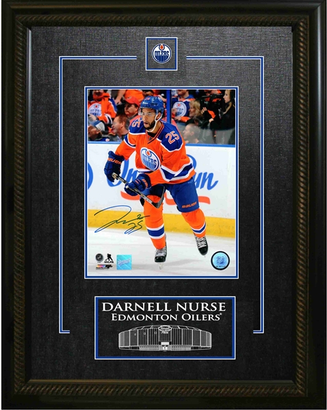 Darnell Nurse - Signed & Framed 8x10 Etched Mat Oilers Orange Action-V