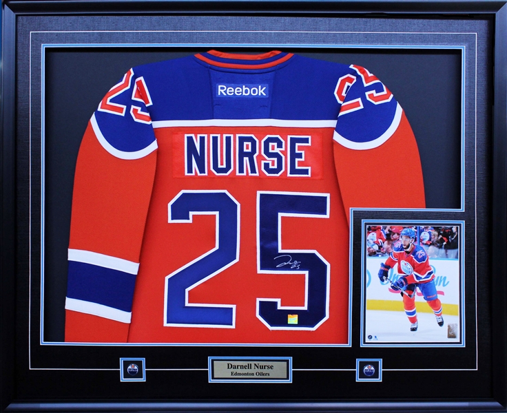 Darnell Nurse - Signed & Framed Jersey with 8x10 Replica Orange Oilers