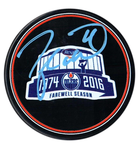 Taylor Hall - Signed Puck Rexall Place Farewell Season