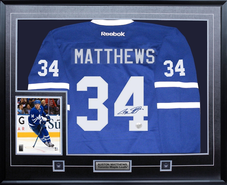 Auston Matthews - Signed Jersey Framed Toronto Maple Leafs Blue