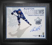 Auston Matthews - Signed & Framed 16x20 Framed Leafs Shadow Print-H LE134