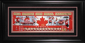 Sidney Crosby - Signed & Framed 12x36" Panorama Team Canada 2014 Gold Medal Collage - Frameworth Exclusive Item