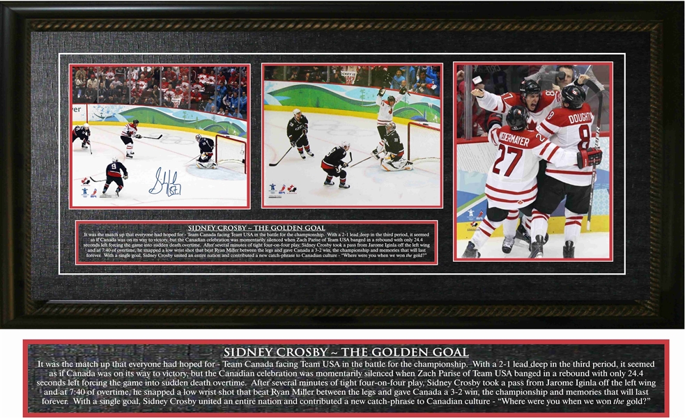 Sidney Crosby - Signed & Framed Triple 8x10" Team Canada 2010 The Golden Goal