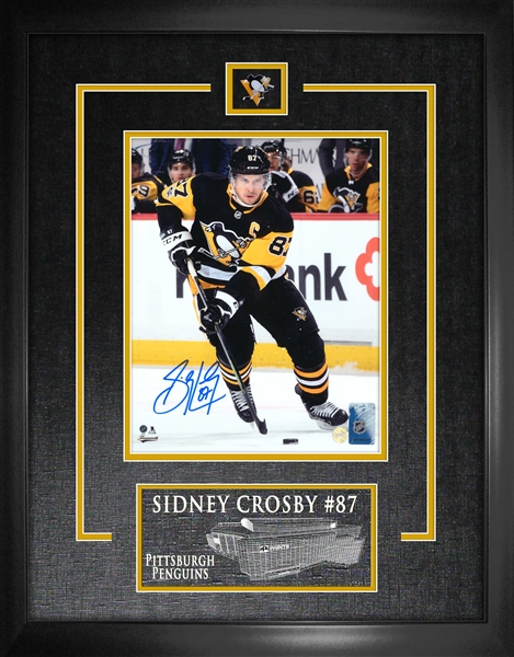 Sidney Crosby - Signed & Framed 8x10" Etched Mat Penguins Action