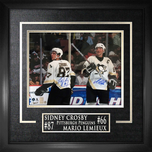 Sidney Crosby & Mario Lemieux - Dual-Signed & Framed 16x20" with Deluxe Frame