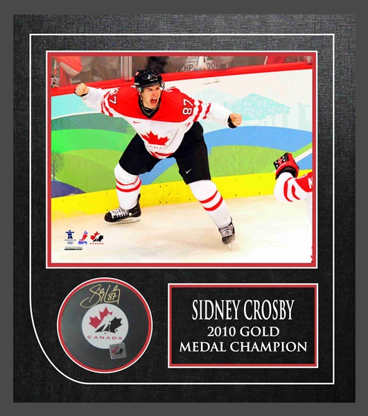 Sidney Crosby - Signed & Framed Puck Canada Featuring Canada 2010 8x10"