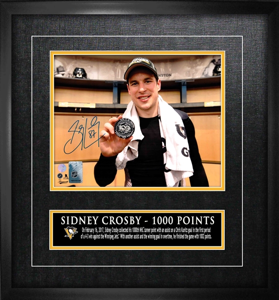Sidney Crosby Signed 8x10" Photo - 1000th Point Celebration Frame