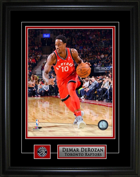 DeMar DeRozan 8x10 Framed Photo with Toronto Raptors Pin and Logo Plate