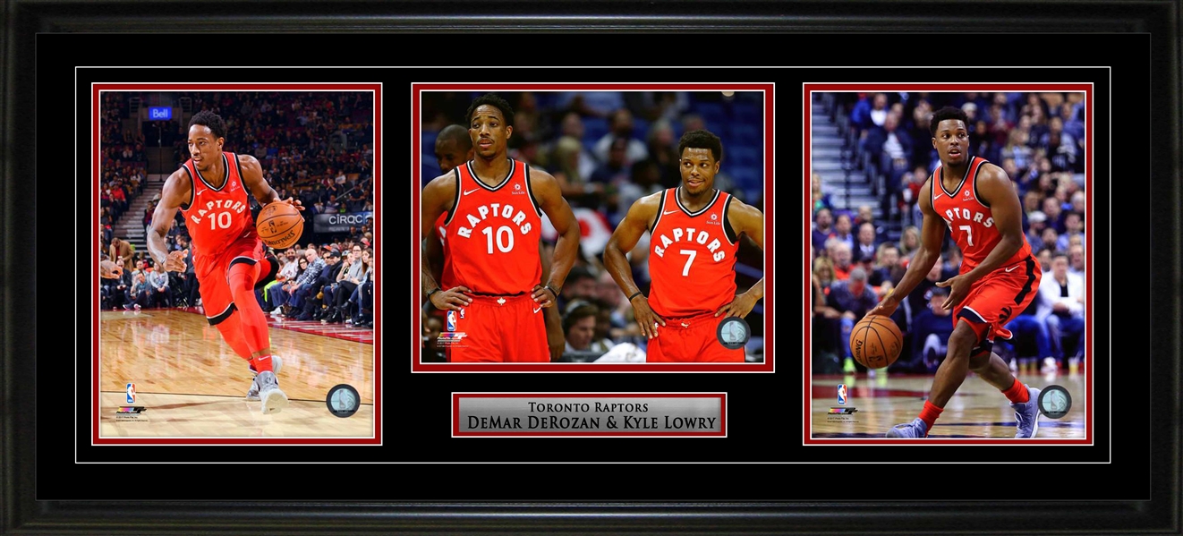 Kyle Lowry & DeMar DeRozen Toronto Raptors Framed Triple Photo