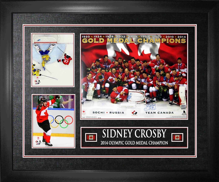 Sidney Crosby Signed 16x20 Team Canada 2014 Gold Celebration with 2 8x10S