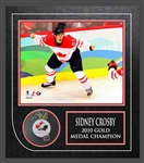 Sidney Crosby Signed Puck Canada Framed w Canada 2010 8x10