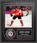 Sidney Crosby Signed Puck Canada Framed w Canada 2014 8x10