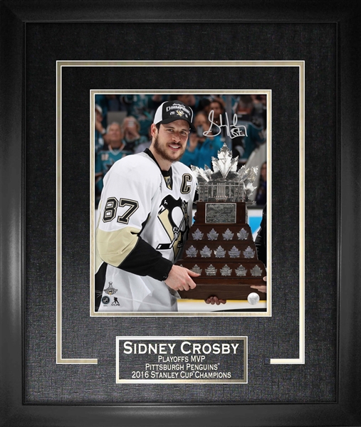 Sidney Crosby Signed 16x20 Etched Mat Penguins 2016 Conn Smythe Trophy