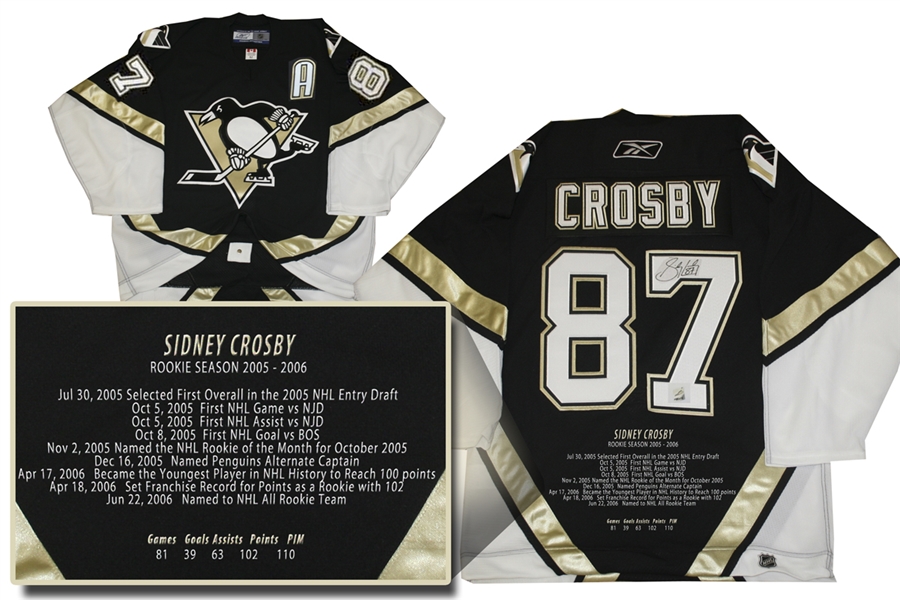 Sidney Crosby - Signed Jersey Pro Penguins Black Embroidered Rookie Year L/E of 187