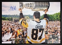 Sidney Crosby - Signed & Framed 20x29" Pittsburgh Penguins 2017 Cup Rally Canvas