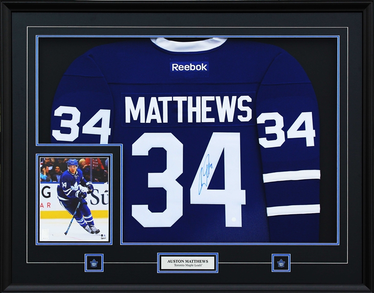 Auston Matthews - Signed Rookie Jersey Framed Leafs Replica Blue Reebok