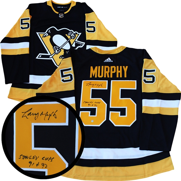 Larry Murphy Signed Jersey Pittsburgh Penguins 91-92 Cup Inscr.  Pro Black 2017-2018 Adidas