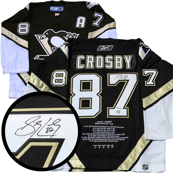Sidney Crosby Signed Jersey Pro Penguins Black Embroidered Rookie Year LE187