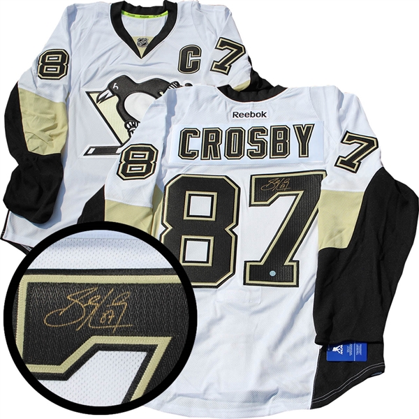 Sidney Crosby Signed Jersey Pro Penguins White And Vegas Gold