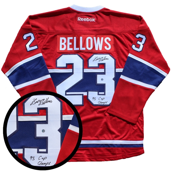 Brian Bellows Signed Montreal Canadiens Replica Red Jersey 2016-2017 Reebok Inscribed "93Cup"