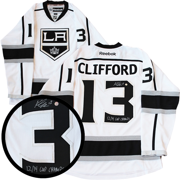Kyle Clifford Signed Replica White 2012 Reebok Jersey LA Kings 2012/2014 Cup Champ Inscription 