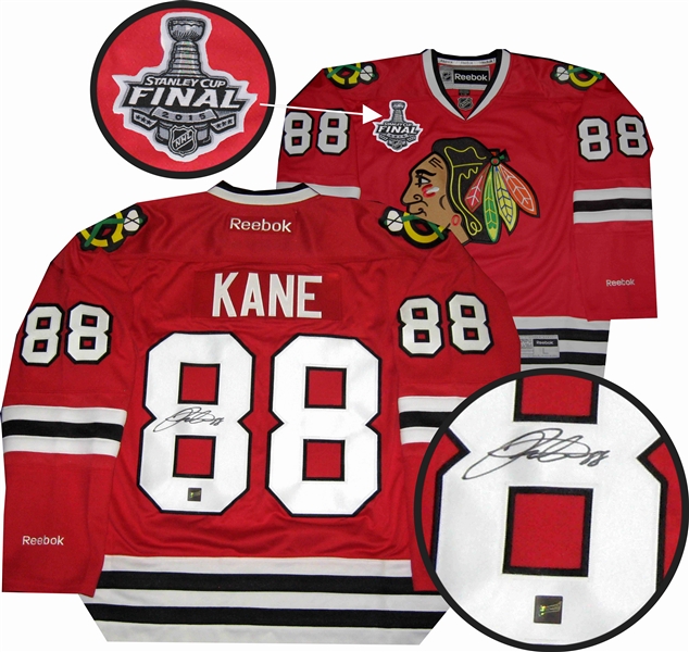 Patrick Kane Signed Red Replica Reebok Jersey Chicago Blackhawks with 2015 Cup Patch