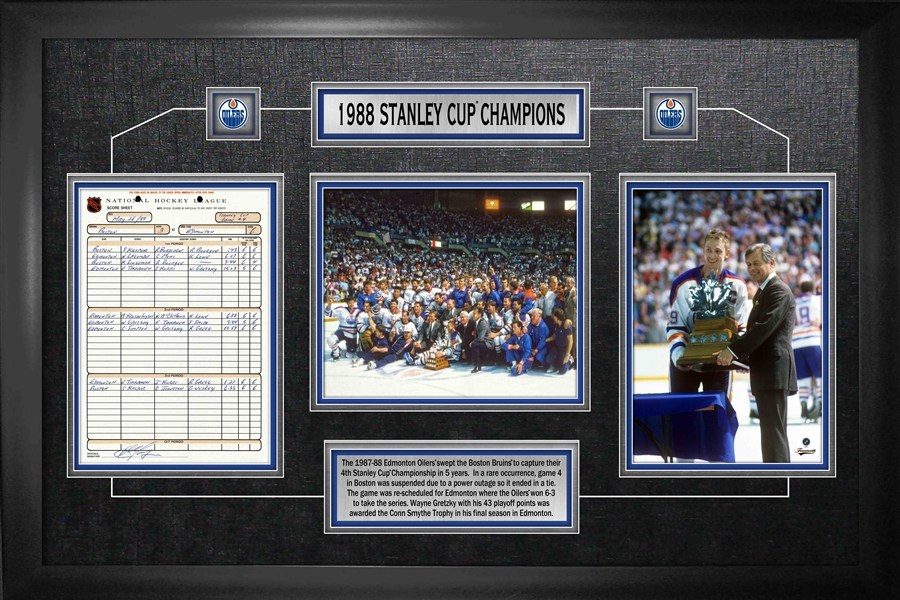 Edmonton Oilers Framed Scoresheet Collage 1988 Stanley Cup Champions