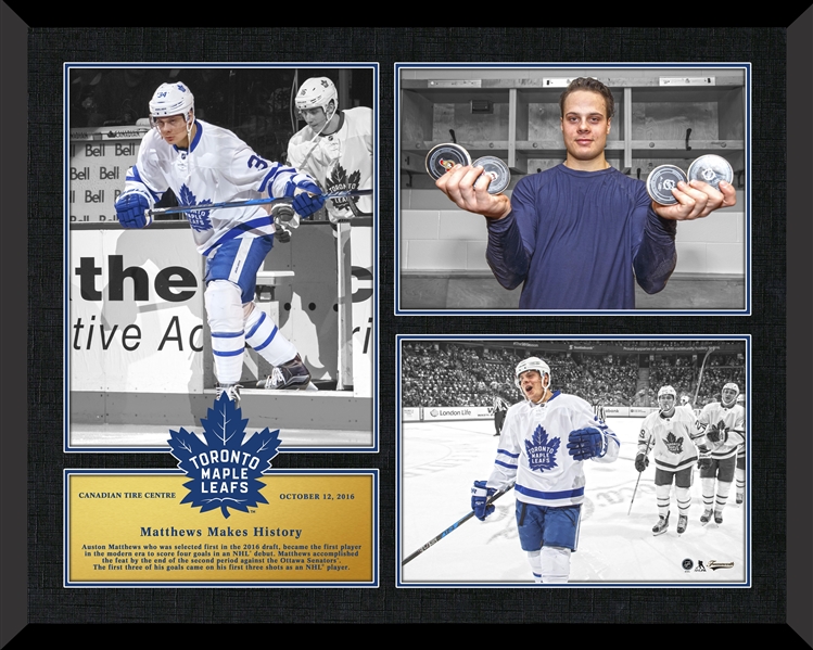 Auston Matthews Triple Photo Framed Collage Leafs First Game