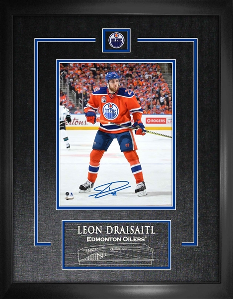 Leon Draisaitl Signed 8x10" Etched Mat Oilers