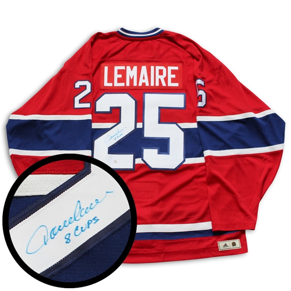 Jacque Lemaire Signed Jersey Canadiens Pro Red Classics Adidas Insc "8 Cups"