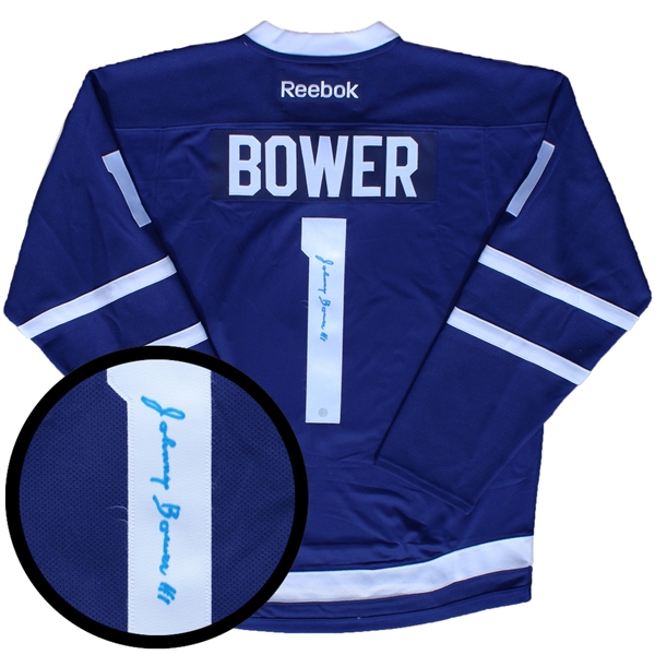 Johnny Bower Signed Jersey Leafs Replica Blue 2016-2017 Reebok