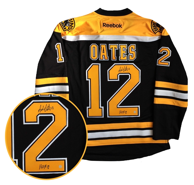 Adam Oates Signed Jersey Bruins Replica Black 2016-2017 Reebok Insc "HOF12"