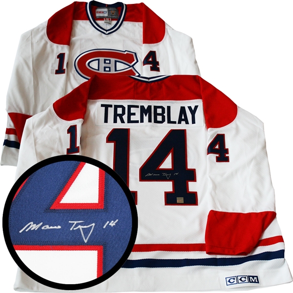 Mario Tremblay Signed Jersey Canadiens Replica White 1984-1997 Vintage CCM