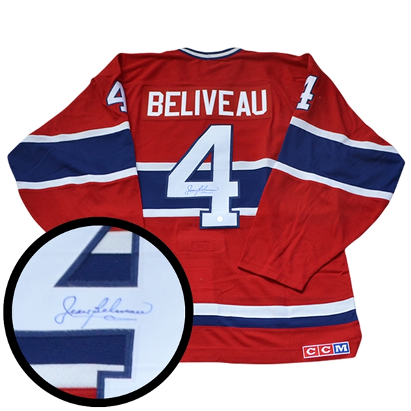 Jean Beliveau Signed Jersey Canadiens Pro Red Vintage CCM