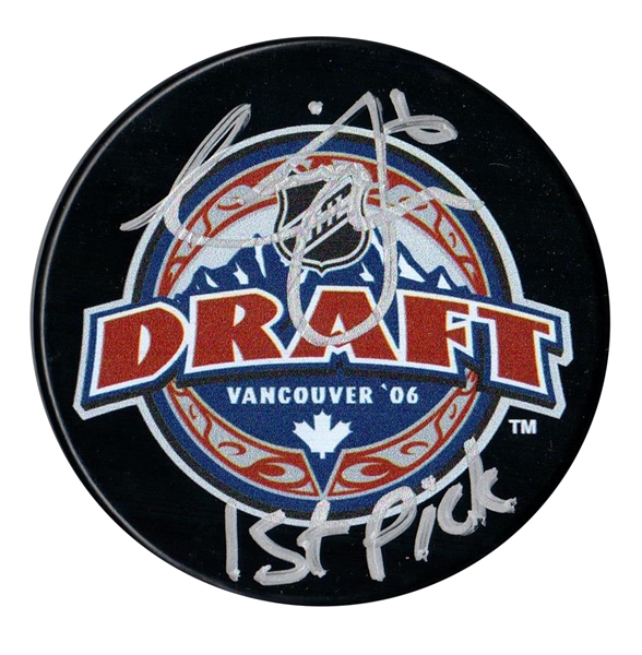 Eric Johnson Signed Puck Draft 2006 Inscribed 1st Pick
