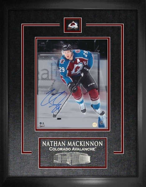 Nathan MacKinnon Signed 8x10 Etched Mat Avalanche Spotlight Action