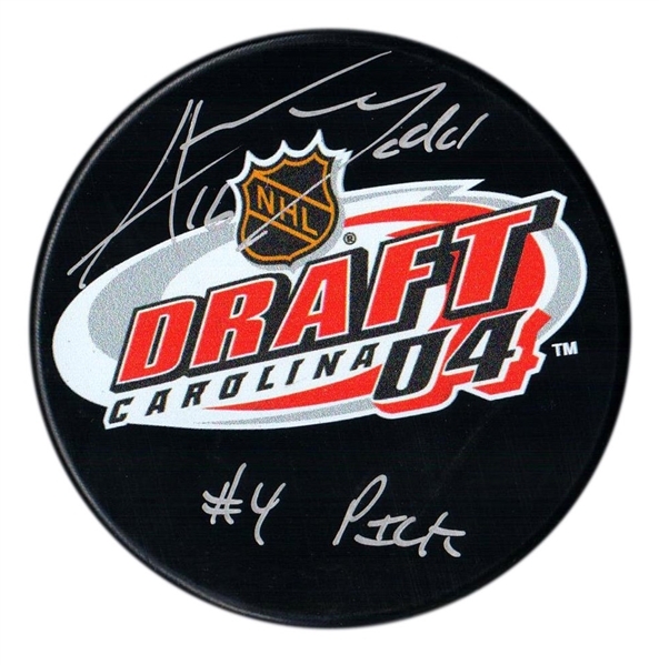 Andrew Ladd Signed Puck 2004 NHL Draft Inscribed "#4 Pick"