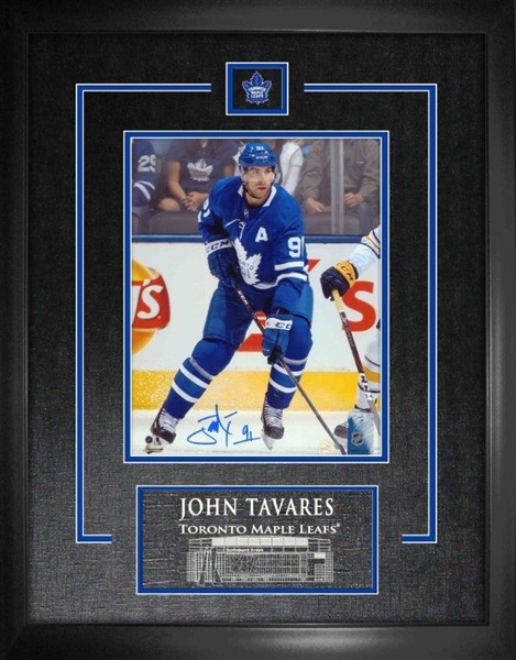 John Tavares Signed 8x10 Etched Mat Maple Leafs Action vs Buffalo