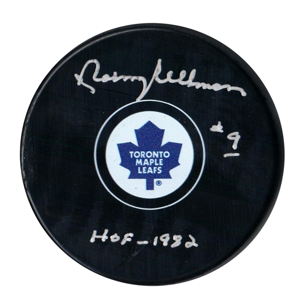 Norm Ullman Signed Puck Toronto Maple Leafs Inscr "HOF 1982"