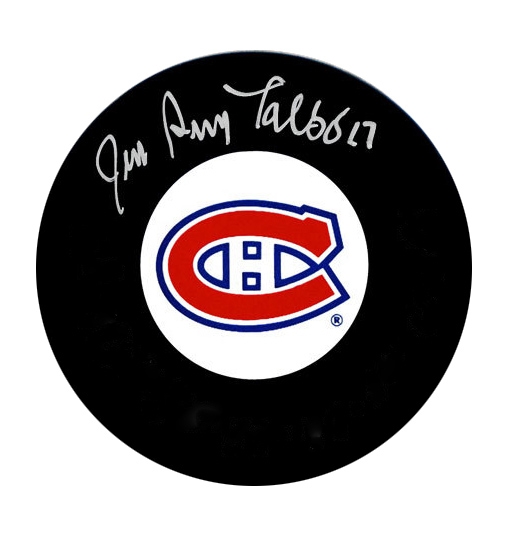 Jean Guy Talbot Signed Puck Canadiens
