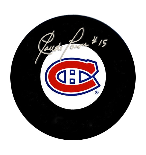Claude Larose Signed Puck Canadiens