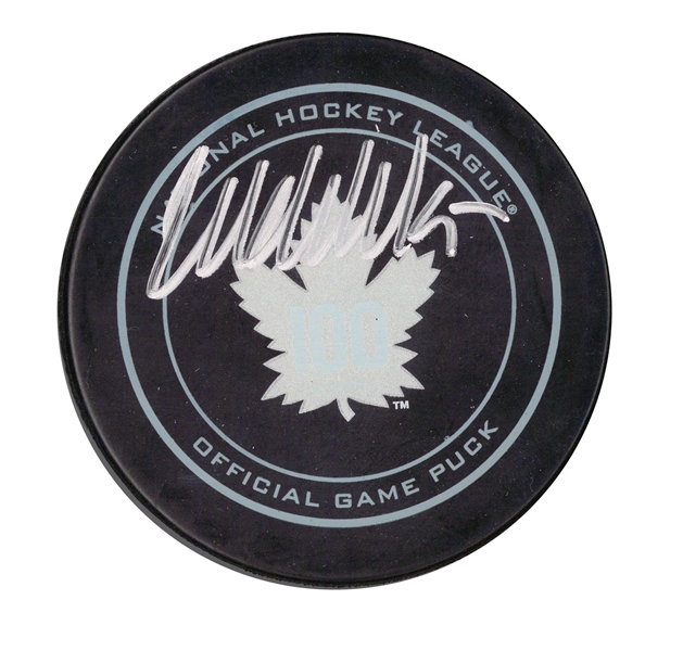 Wendel Clark Signed Puck Leafs 100th Anniversary
