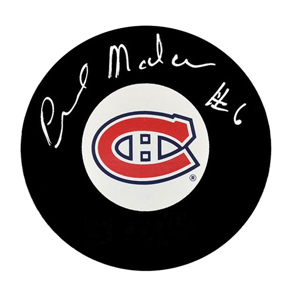 Pierre Mondou Signed Puck Canadiens
