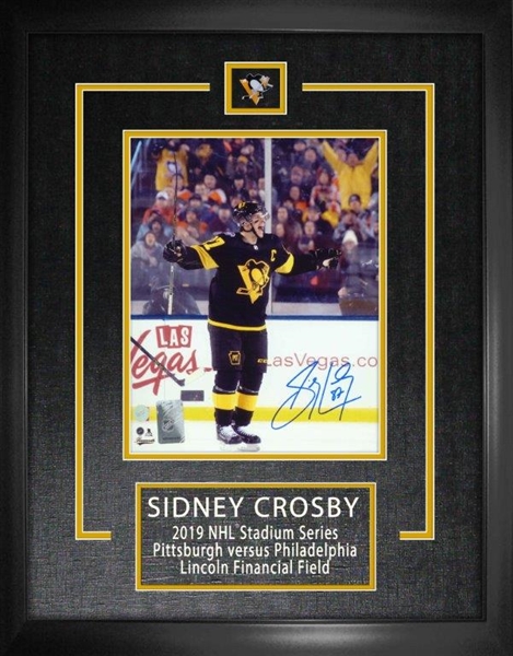 Sidney Crosby Signed 8x10 Etched Mat Penguins Black 2019 Stadium Series
