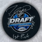 Taylor Hall Signed Puck 2010 Draft Inscribed "1st Pick"