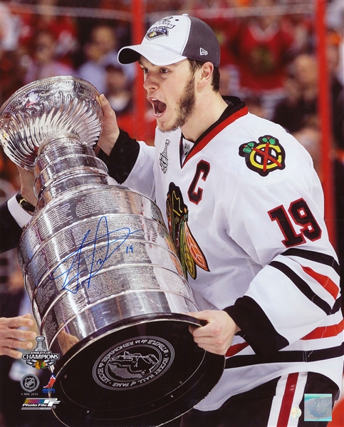 Jonathan Toews Signed 16x20" Unframed Photo Chicago Blackhawks 2010 Carrying Cup-V