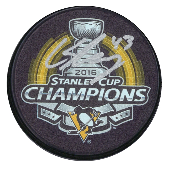 Connor Sheary Signed Puck Pittsburgh Penguins 2016 Stanley Cup Champions