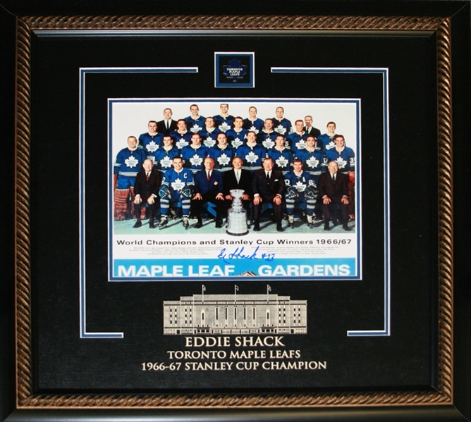 Eddie Shack Signed 8x10" Photo Etched Mat 67 Toronto Maple Leafs Team Photo W Cup