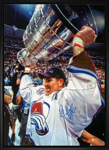 Ray Bourque Signed 20x29" Canvas Framed Colorado Avalanche Stanley Cup-V